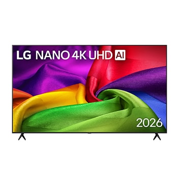 Vista frontal de 75 " LG NANO 4K UHD AI NU80 Smart TV 2026 75NU800BPSB