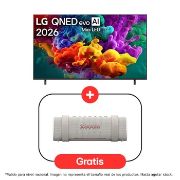 65" LG QNED evo AI QNED85 Mini LED 4K Smart TV 2026 + LG xboom Grab by will.i.am | Parlantes Bluetooth | Sonido xboom con la máxima portabilidad