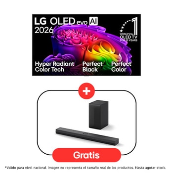 77" LG OLED evo AI G6 4K Smart TV 2026 + Barra de Sonido LG S70TY | 400W | 3.1.1 ch | Dolby Atmos