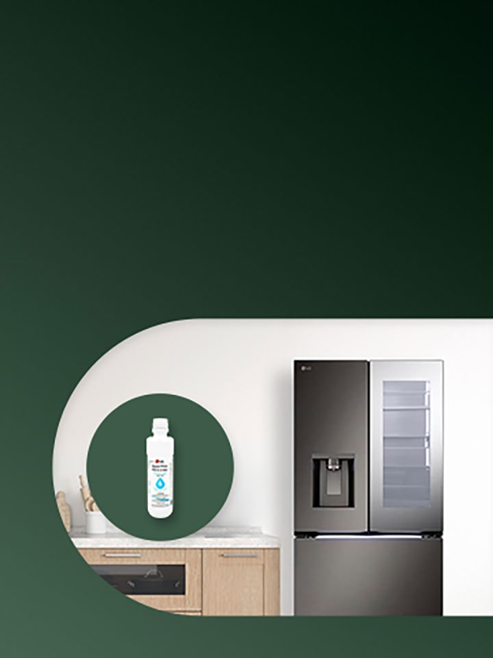 Esta es una imagen del refrigerador LG y su accesorio.