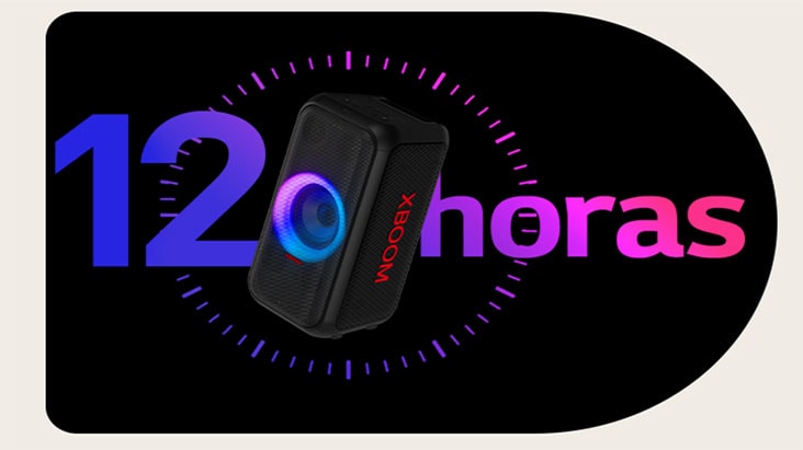 El altavoz está colocado delante del icono del reloj y la palabra "12HRS" está escrita detrás con fines de diseño.