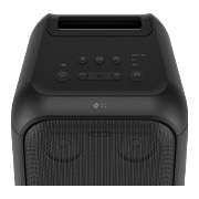 Close up of speaker top. It shows buttons and LG logo.