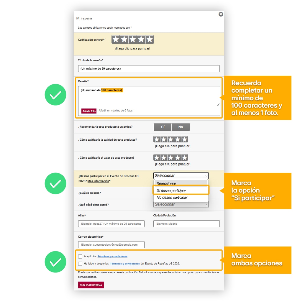 Participar en promoción LG