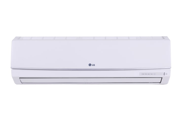 Vista frontal de Unidad tipo Split. Modelo de aire acondicionado, desde 12,000 Btu/hr con sistema Gold Fin anticorrosión, sistema deflexión de aire en 4 vías con filtro de aire lavable y apagado automático. SP122CM