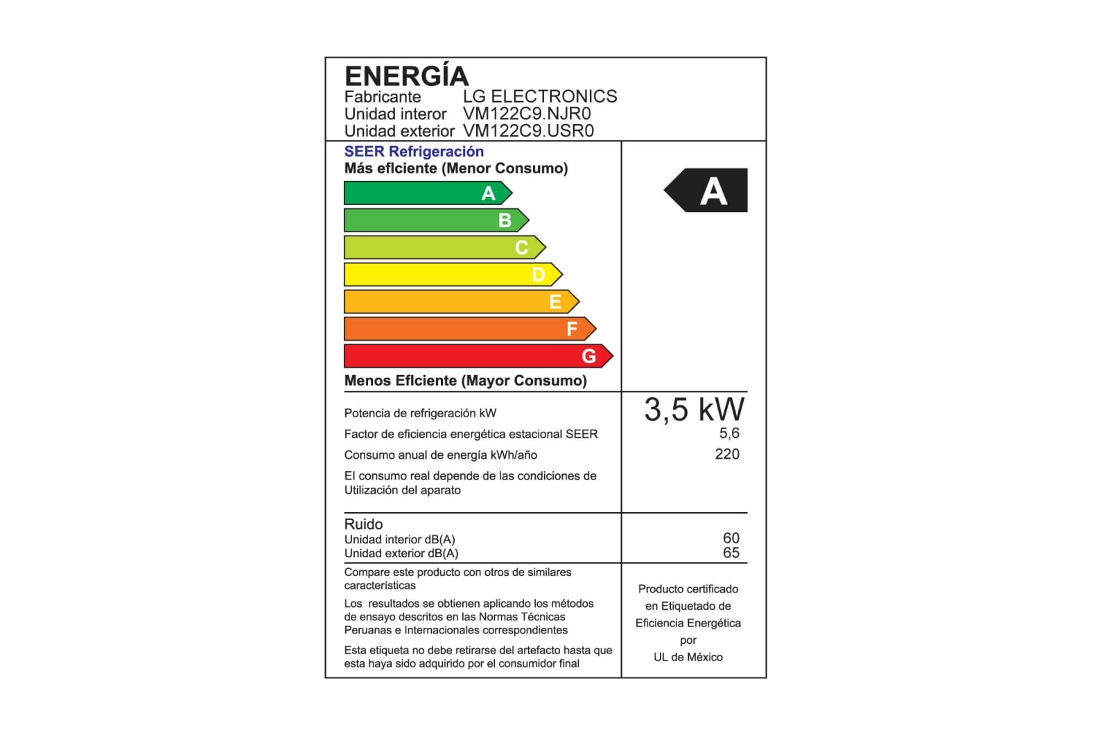 LG DUALCOOL, Aire Acondicionado Inverter 12000 BTU, Función solo frío , VM122C9