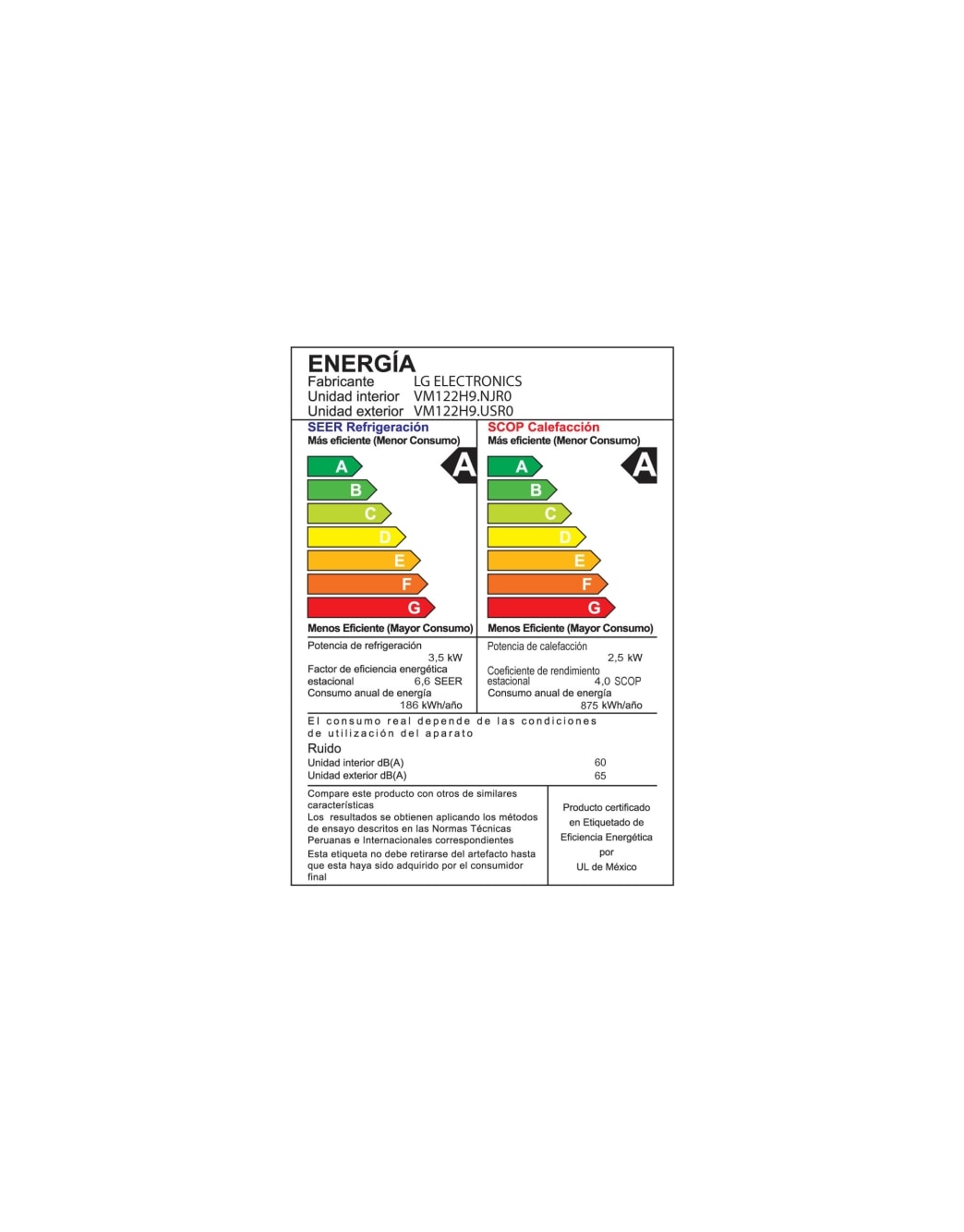 LG DUALCOOL, Aire Acondicionado Inverter 12000 BTU, Función Frío/Calor, VM122HT