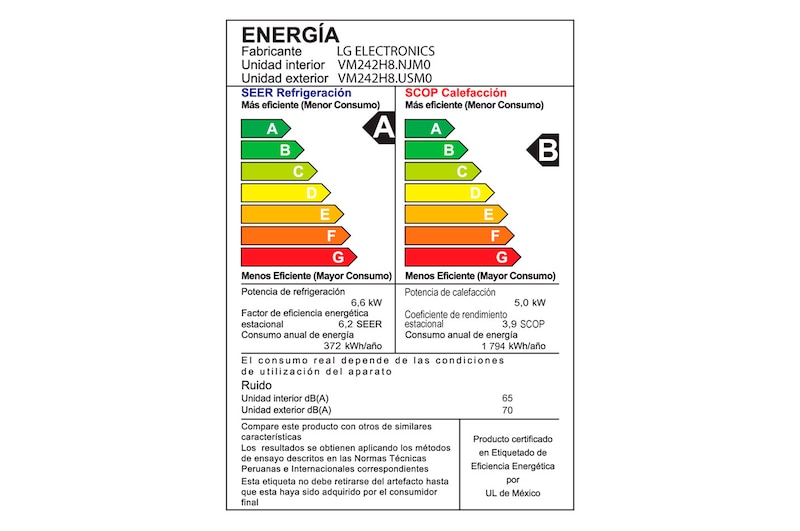 LG DUALCOOL, Aire Acondicionado Inverter 24000 BTU, Función Frío/Calor, VM242H8