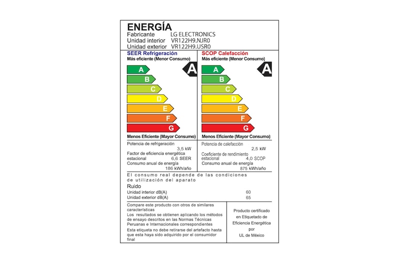 LG ARTCOOL, Aire Acondicionado Inverter 12000 BTU. Frío/Calor, VR122H9