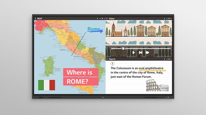The multi-screen mode features a function that displays multiple screens simultaneously.