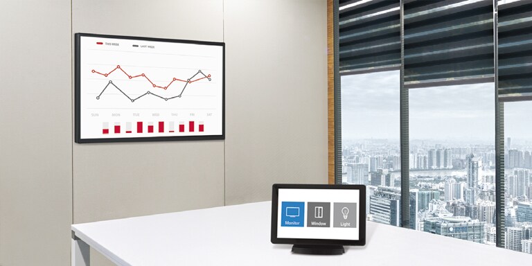 Hay un SM5J instalado en la sala de reuniones con uno de los sistemas de control AV, que ayuda a los usuarios a controlar el AV de la serie SM5J.