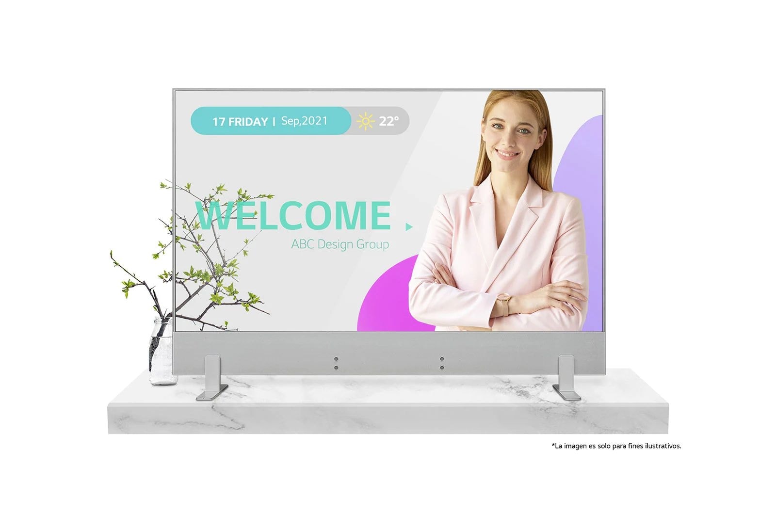 Vista frontal de Pantalla OLED Transparente 55EW5G-A