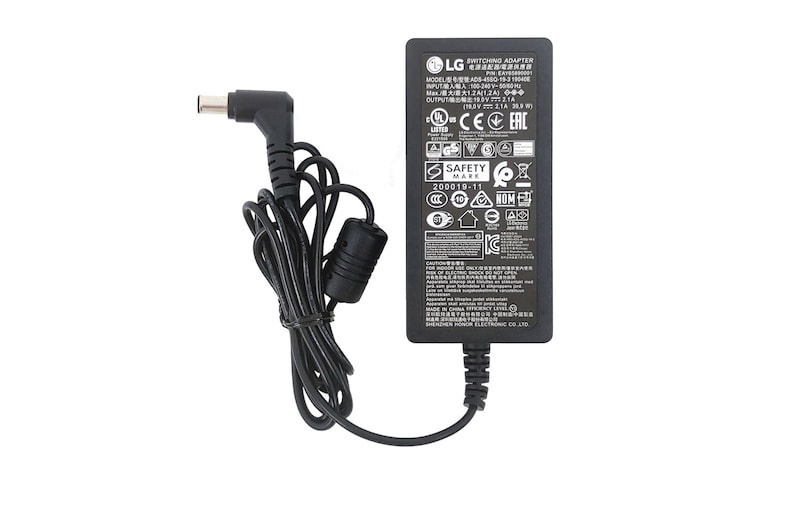 Vista frontal de Fuente de poder externa ADS-45SQ-19-3 para Monitor LG 27GL650F-B, 24GN600-B, 34WP550-B - EAY65890001 EAY65890001
