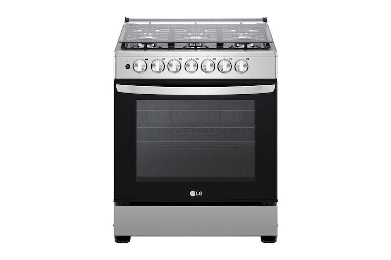 Vista frontal de Cocina LG con encendido automático, 146.5 L (horno), con Válvula de Termostato y limpieza simplificada., LRGZ5253S