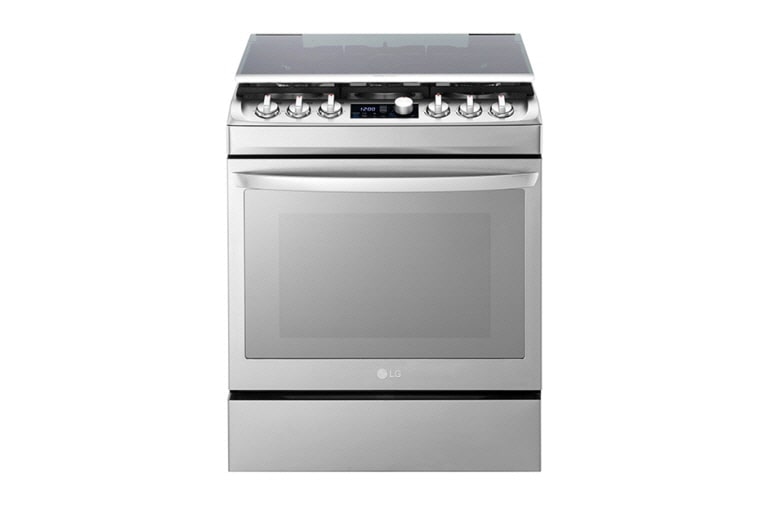 Vista frontal de Cocina LG con Triple Llama, 153L (horno), Acero Inoxidable RSG316T