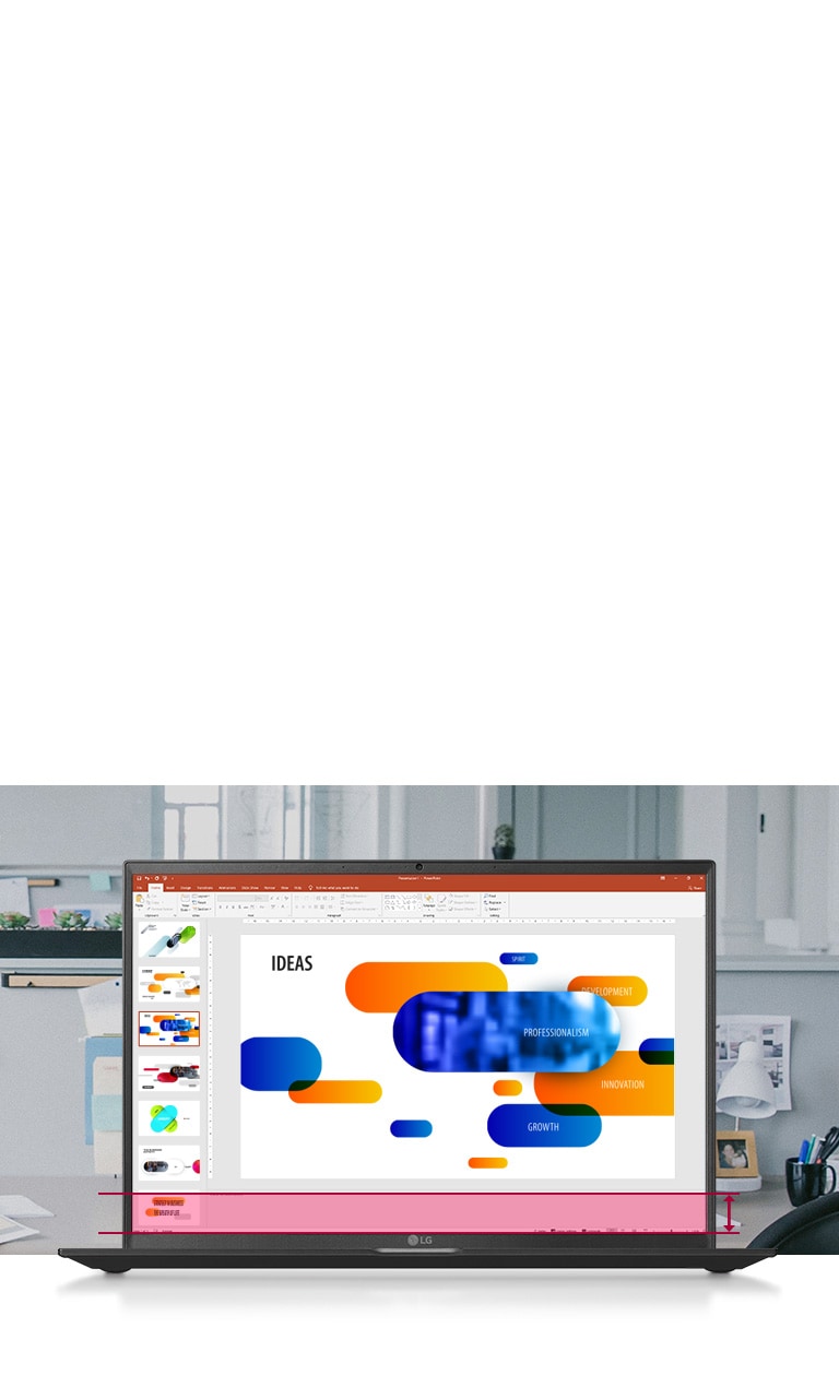 Pantalla grande 16:10 que te permite ver más datos para tu trabajo en Powerpoint