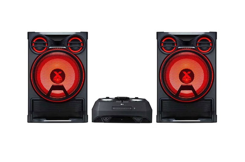 Vista frontal de Mini Componente LG XBOOM CK99 | Bocina explosiva | Pro DJ | Multi Color Party Lighting | Karaoke Star | Efectos vocales CK99