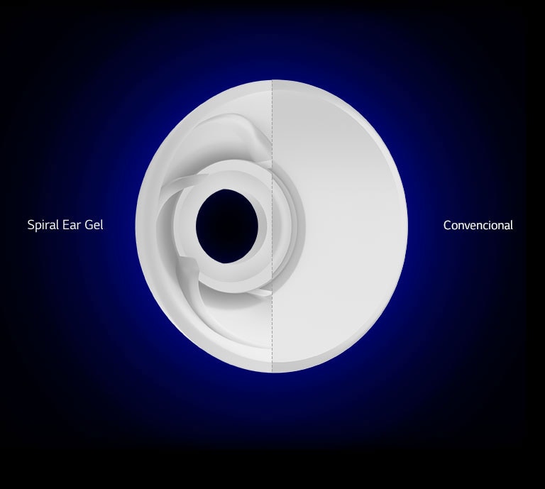 En una pantalla dividida se muestran primeros planos de un gel para oídos en espiral y un gel convencional.