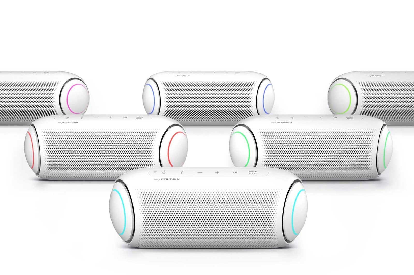 LG Parlante LG XBOOM Go PL7 Blanco | 30W | Bajos de doble acción | Luces multicolor | IPX5 | 24 Horas de Batería, PL7W