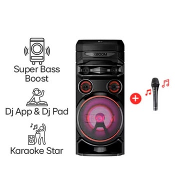 Vista frontal del LG xboom RNC7 | Parlante Bluetooth portátil | Altavoz para fiesta de karaoke
