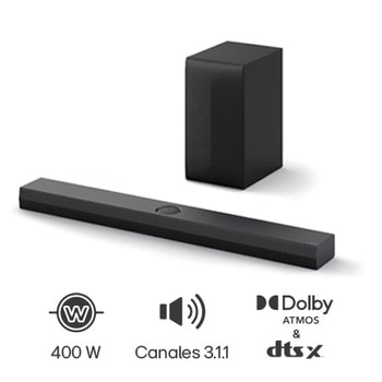 Front view of LG Soundbar SG10TY and Subwoofer