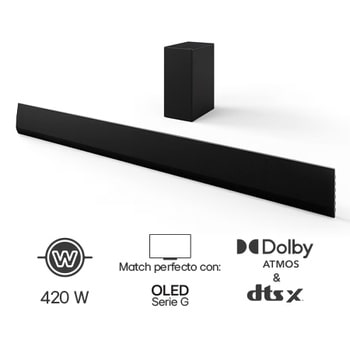 Front view of LG Soundbar SG10TY and Subwoofer