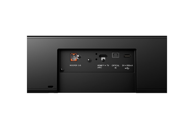 Soundbar cable ports close-up