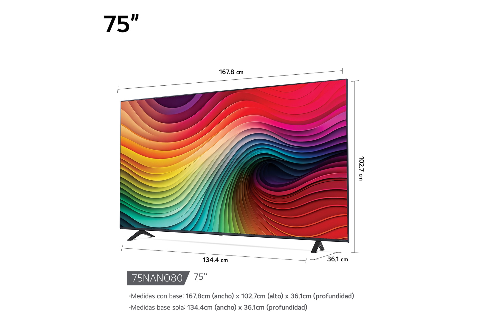 Vista frontal del LG NanoCell TV, NANO80