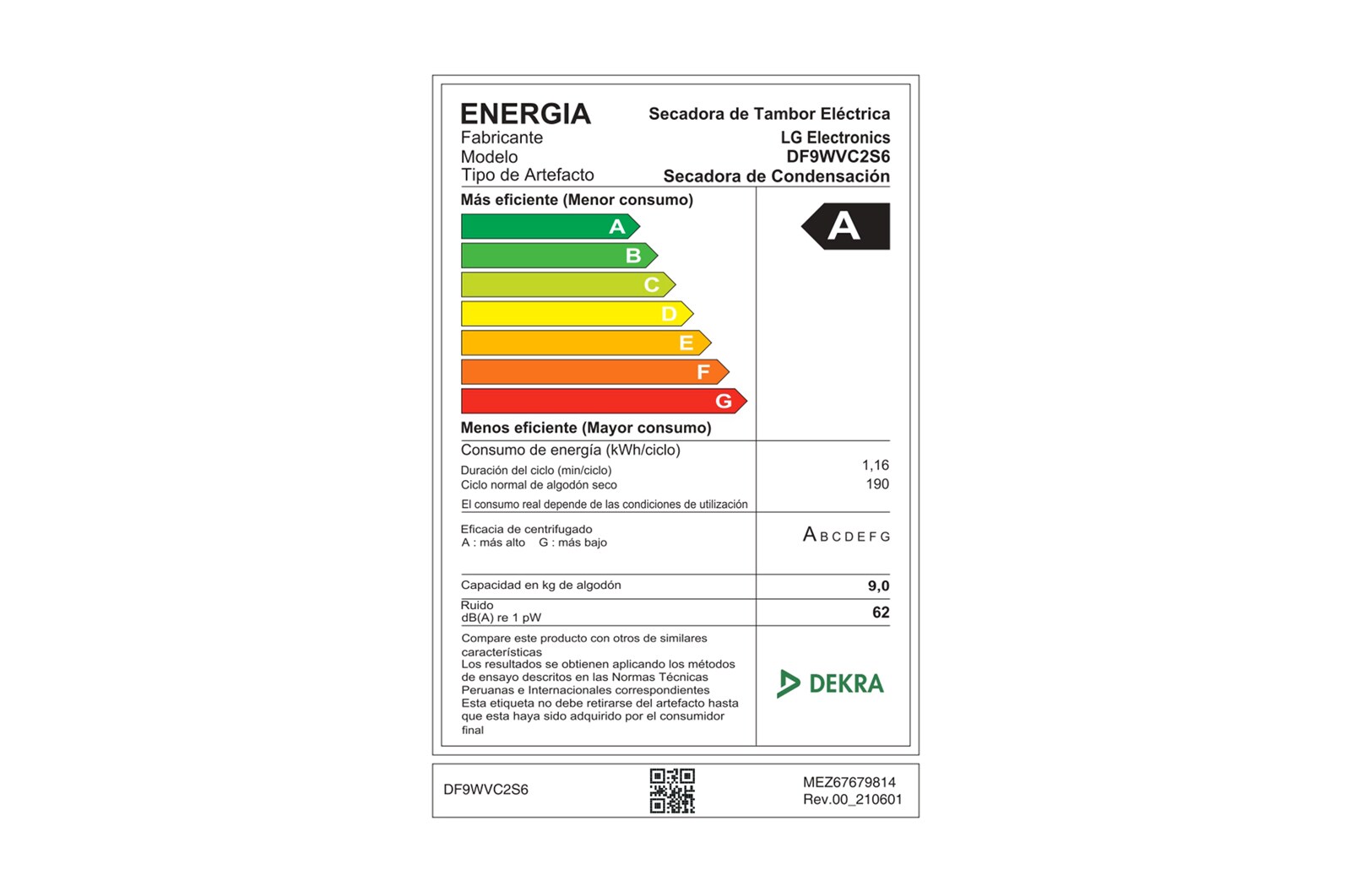 LG Secadora 9Kg Dual Inverter Heat Pump con ThinQ, blanco, DF9WVC2S6