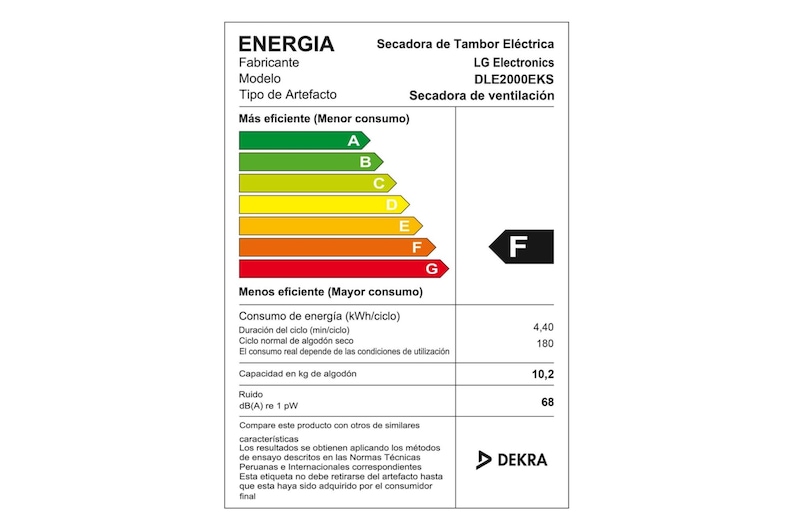 LG Secadora con capacidad de 10.2 kg, sistema eléctrico, plata inoxidable, DLE2000EKS