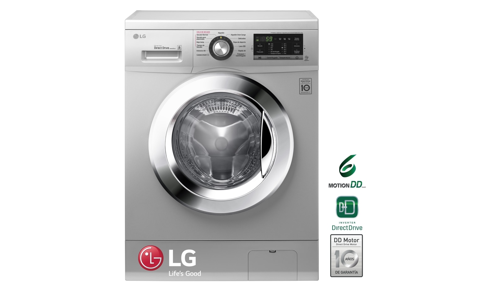 Vista frontal de Lavaseca de 9 kg. Lavado y 5 kg. de Secado con 6 Motion DD F0905TSRD