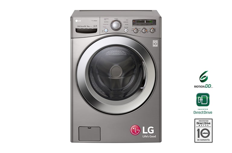Vista frontal de Lavaseca de 18 kg. Lavado y 9 kg. de Secado con 6 Motion DD F1809VRD
