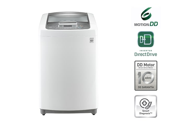 Vista frontal de LAVADORA DE CARGA SUPERIOR DE 11KG. COLOR BLANCO CON TECNOLOGÍA 6MOTIONDD Y 10 AÑOS DE GARANTÍA. T1101DPE