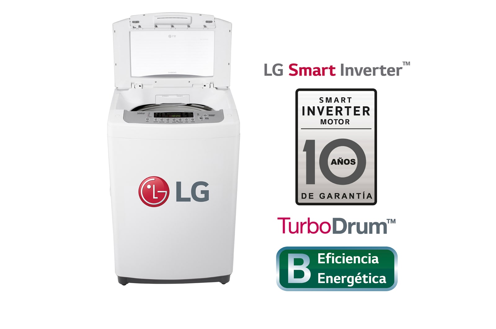 Vista frontal de Lavadora de carga superior 13 kg. con Turbo Drum T1365NTP