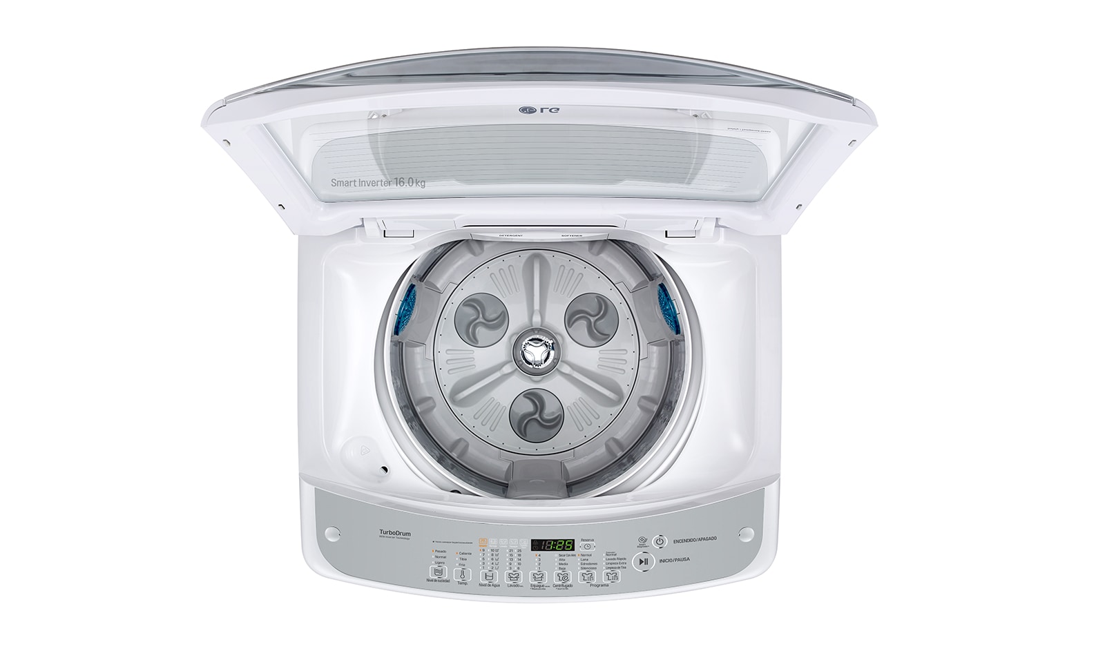 LG Lavadora de 16 kg carga superior Smart Inverter con TurboDrum™, color blanco, TS1604NW