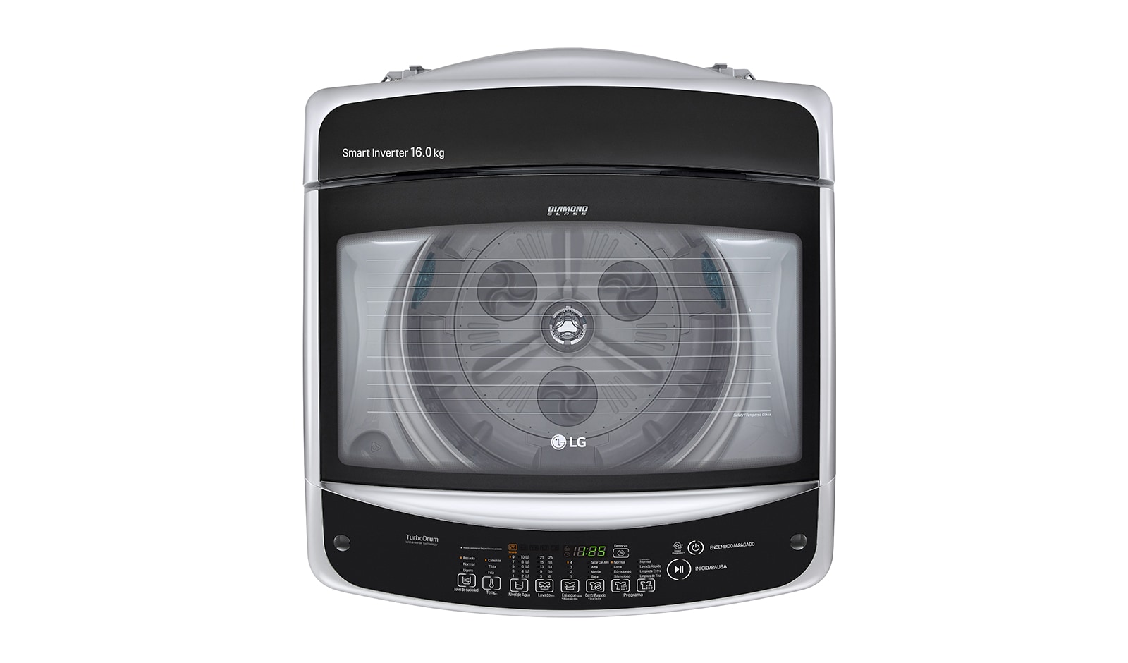 LG Lavadora de 16 kg carga superior Smart Inverter con TurboDrum™, color plateado, TS1605NS