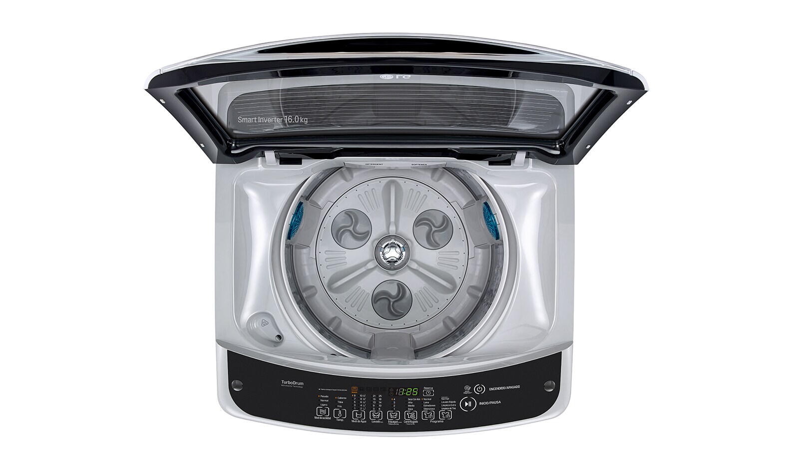 LG Lavadora de 16 kg carga superior Smart Inverter con TurboDrum™, color plateado, TS1605NS