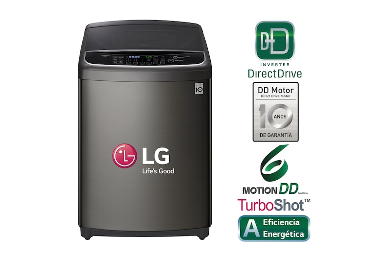 LG Lavadora Smart ThinQ con conectividad Wi-Fi de carga superior 17 Kg con 6 Motion DD, TS1700DPSB
