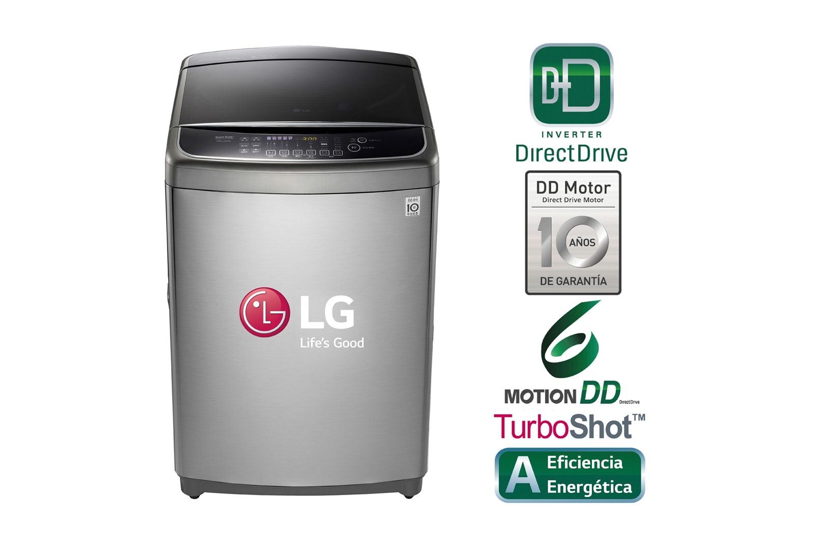 Vista frontal de Lavadora de carga superior 18 kg. con 6 Motion DD TS1800DPS