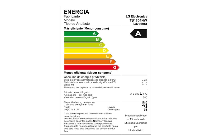 LG Lavadora de 18 kg carga superior Smart Inverter con TurboDrum™, blanco, TS1804NW