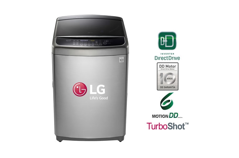 Vista frontal de Lavadora Smart ThinQ con conectividad Wi-Fi de carga superior 22 kg. con 6 Motion DD TS2100DPS