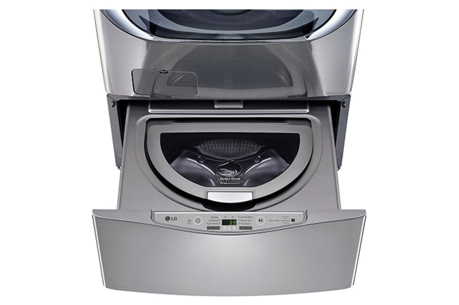Vista frontal de Lavadora de 3.5 kg, carga superior, TWINWash Mini, con Smart Diagnosis, plata inoxidable WD100CV