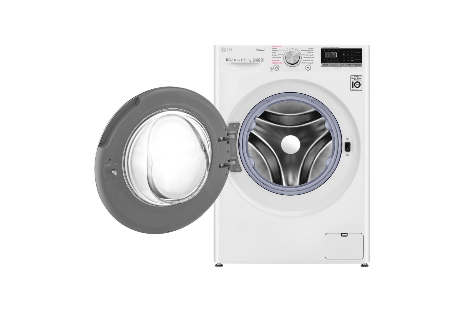 LG Lavaseca de 10.5 kg de Lavado y 07 kg de Secado, carga frontal con AI DD, Steam y conectividad Wi-Fi, WD10WVC4S6