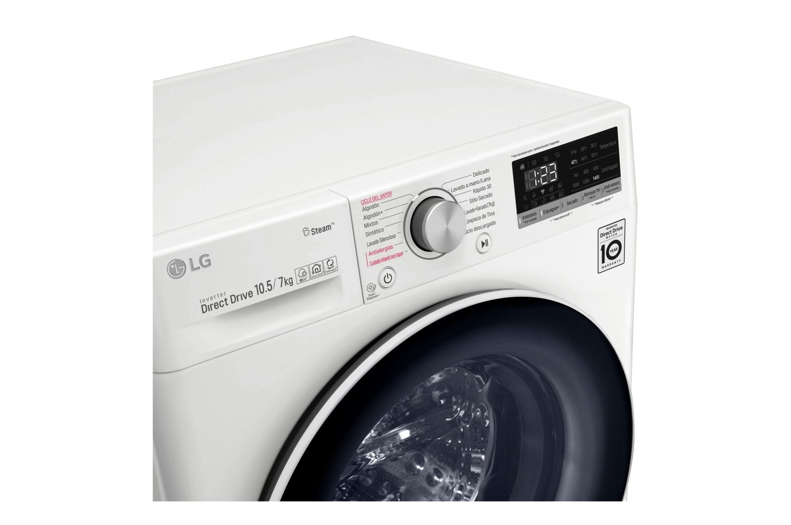 LG Lavaseca de 10.5 kg de Lavado y 07 kg de Secado, carga frontal con AI DD, Steam y conectividad Wi-Fi, WD10WVC4S6
