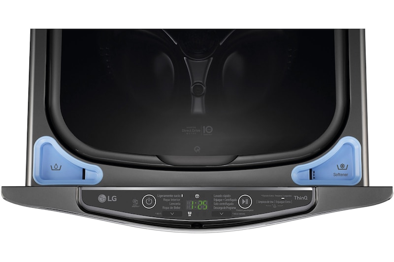 LG Lavadora de 2.5 kg, carga superior, TWINWash Mini, con Conectividad Wi-Fi, Negro Acero, WD2100BM