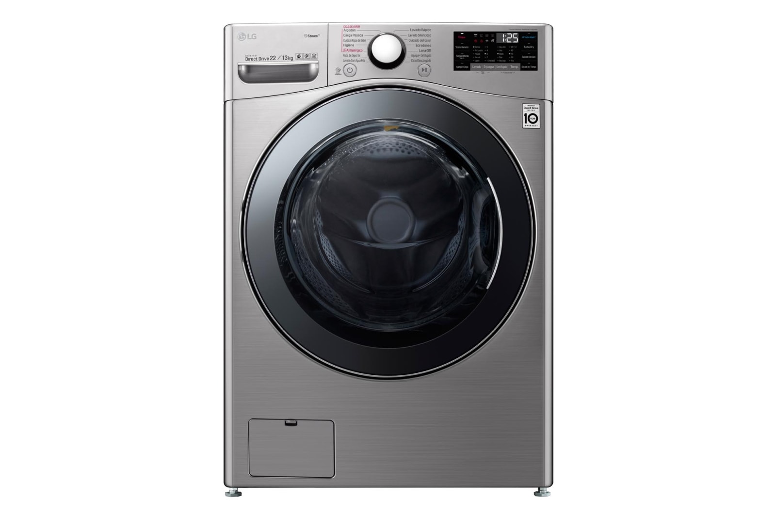 Vista frontal de Lavaseca de 22 kg de Lavado y 13 kg de Secado, carga frontal con 6MotionDD, Steam y conectividad Wi-Fi WD22VV2S6