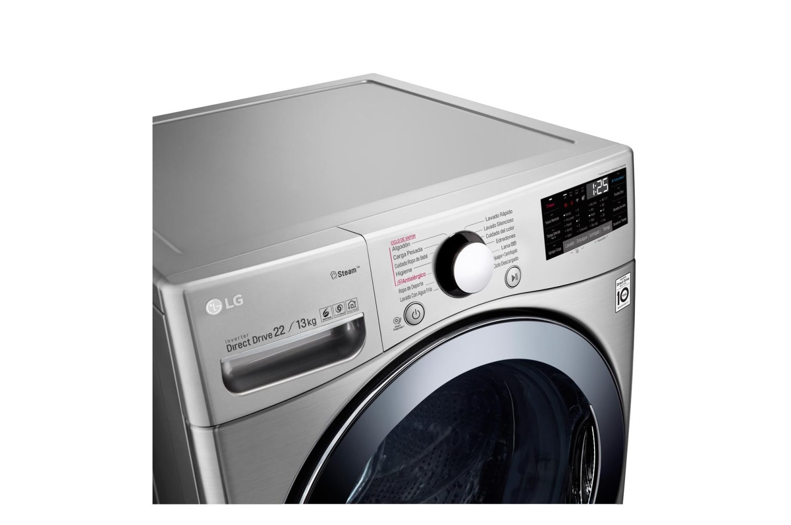 LG Lavaseca de 22 kg de Lavado y 13 kg de Secado, carga frontal con 6MotionDD, Steam y conectividad Wi-Fi, WD22VV2S6
