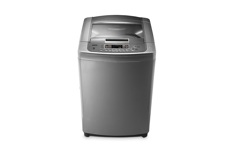 Vista frontal de LAVADORA DE CARGA SUPERIOR DE 15KG. COLOR SILVER CON SISTEMA DE LAVADO TURBO DRUM WF-T1669TP