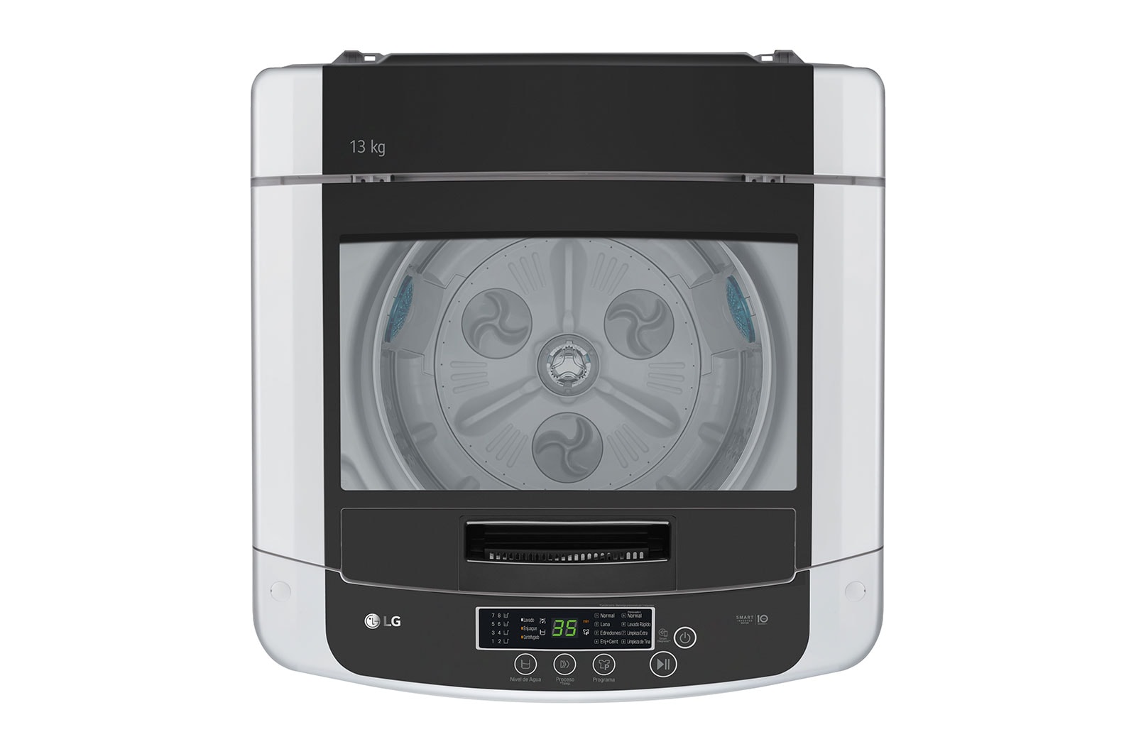 LG Lavadora de 13 kg carga superior Smart Inverter con TurboDrum™, gris, WT13DPBK