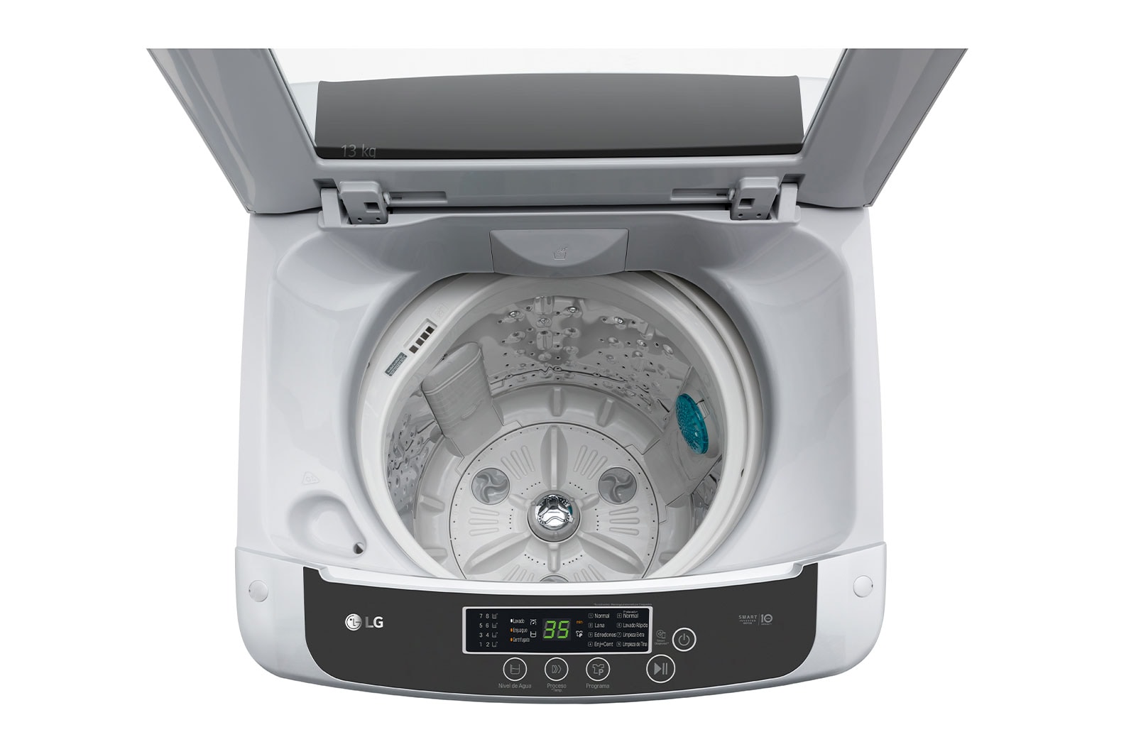 LG Lavadora de 13 kg carga superior Smart Inverter con TurboDrum™, gris, WT13DPBK