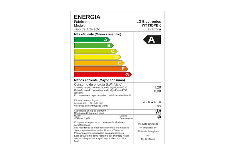 LG Lavadora LG de 13 kg carga superior Smart Inverter con TurboDrum™, gris, WT13DPBK